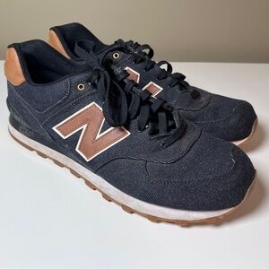 New Balance 574 Classics 15 Ounce Canvas Denim Black Brown Mens ML574TXA
